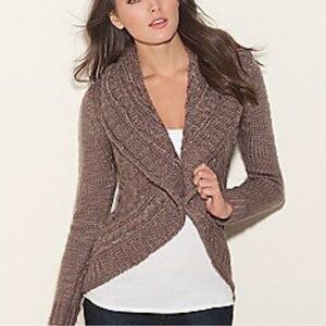 Guess Brown Knit Chunky Cardigan Sz S EUC